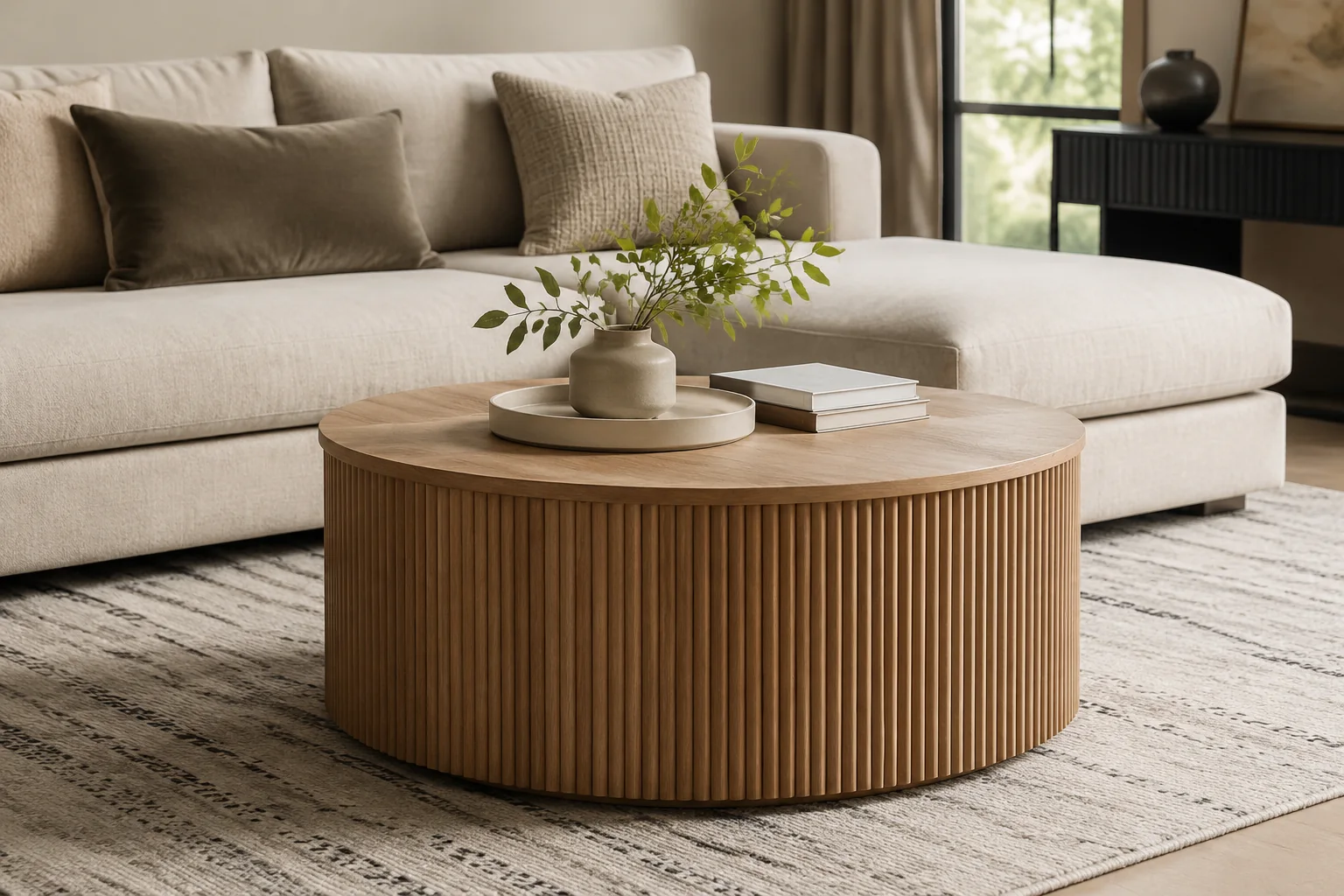 Fluted Wood Coffee Table - Image 3