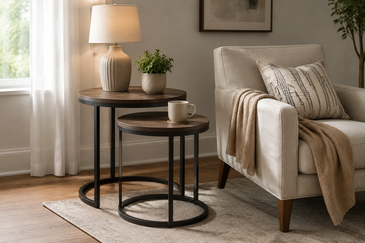 Round Nesting Side Table Pair - Image 3