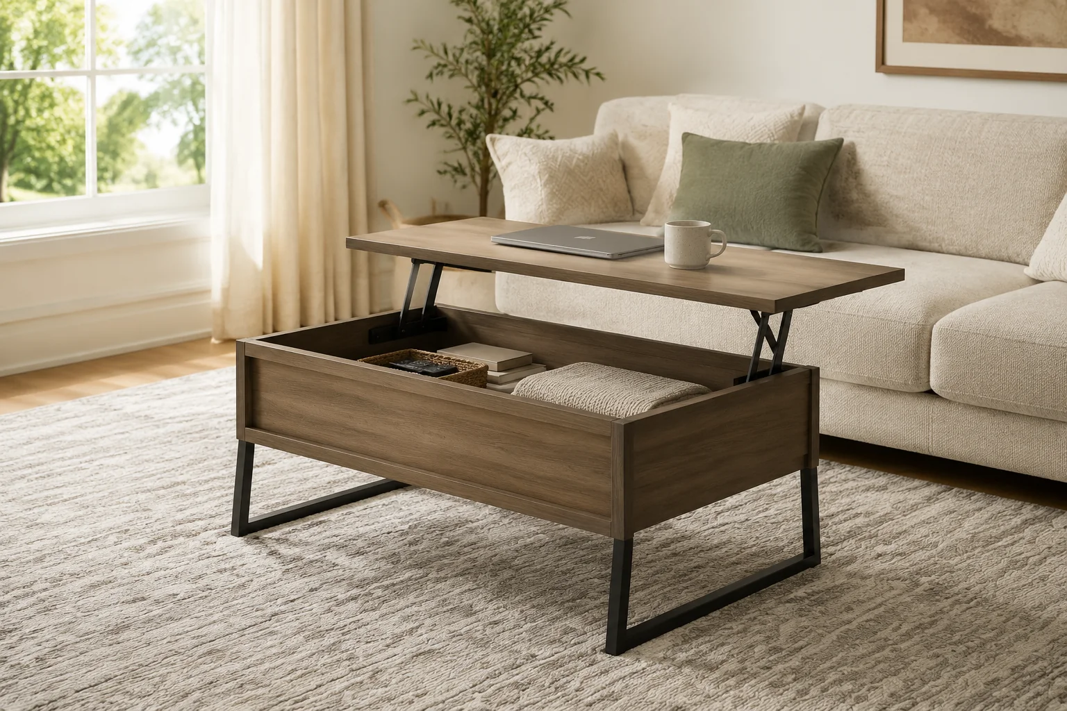 Lift-Top Storage Coffee Table - Image 3