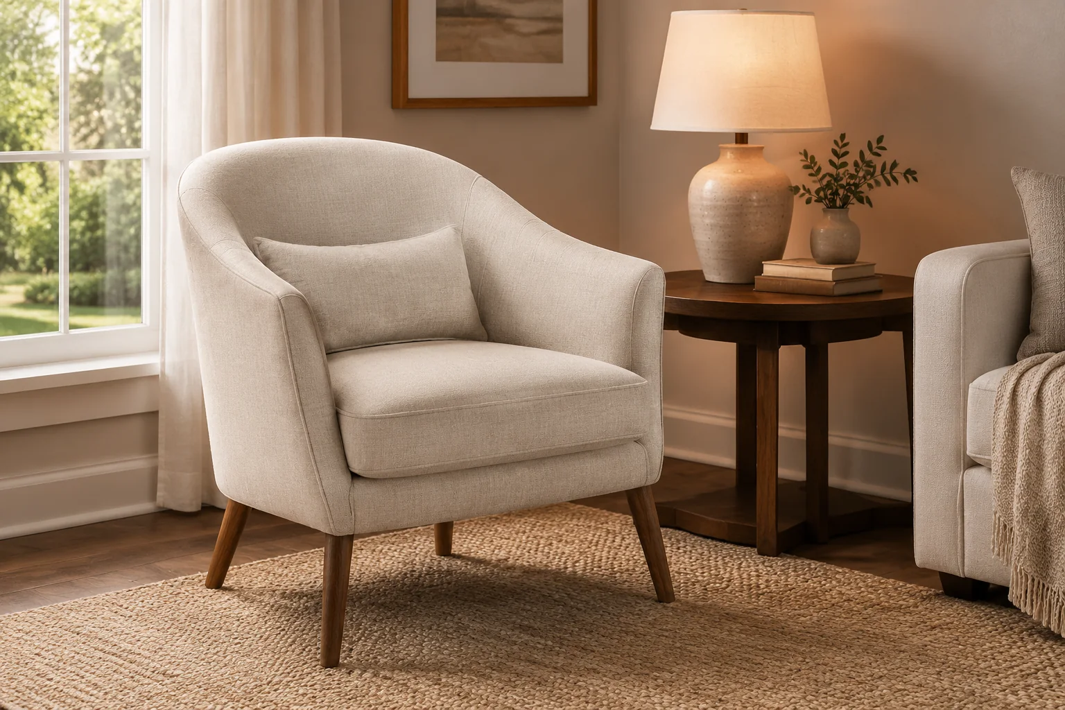 Linen Upholstered Accent Chair - Image 3