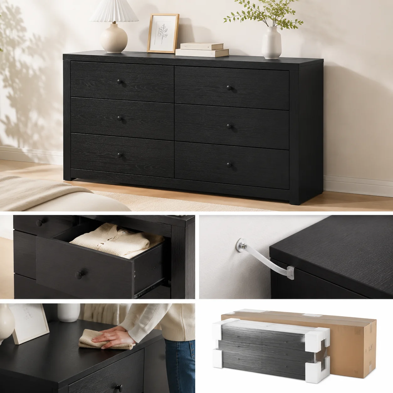 Six-Drawer Bedroom Dresser - Image 4