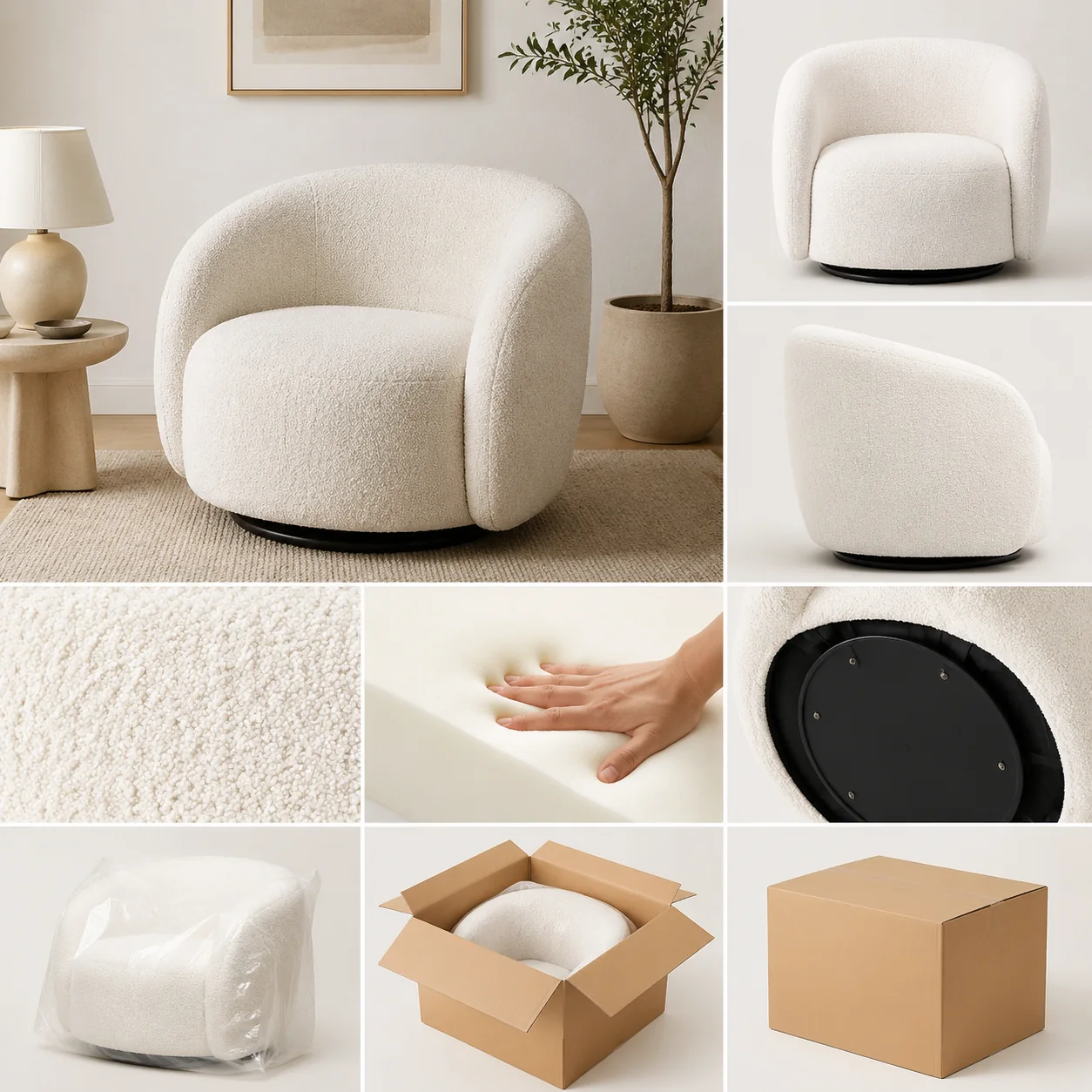 Curved Boucle Lounge Chair - Image 4