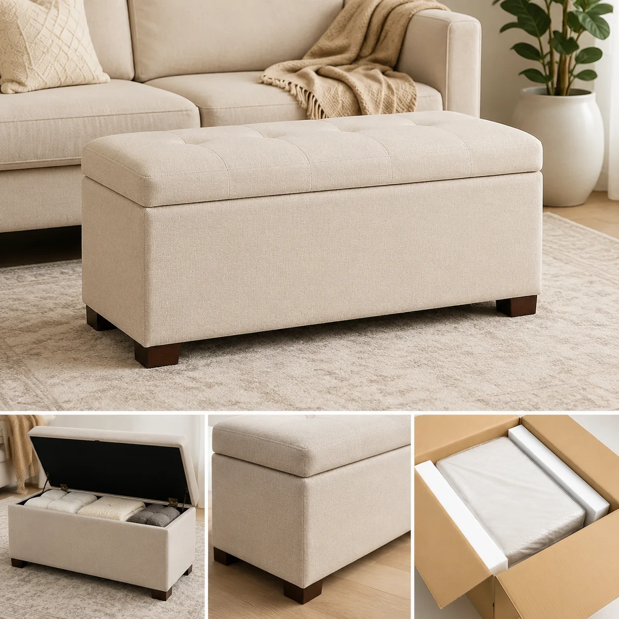 Upholstered Storage Ottoman - Image 4