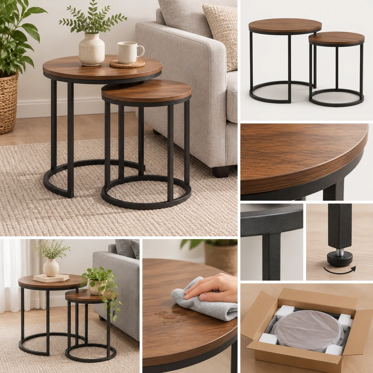 Round Nesting Side Table Pair - Image 4