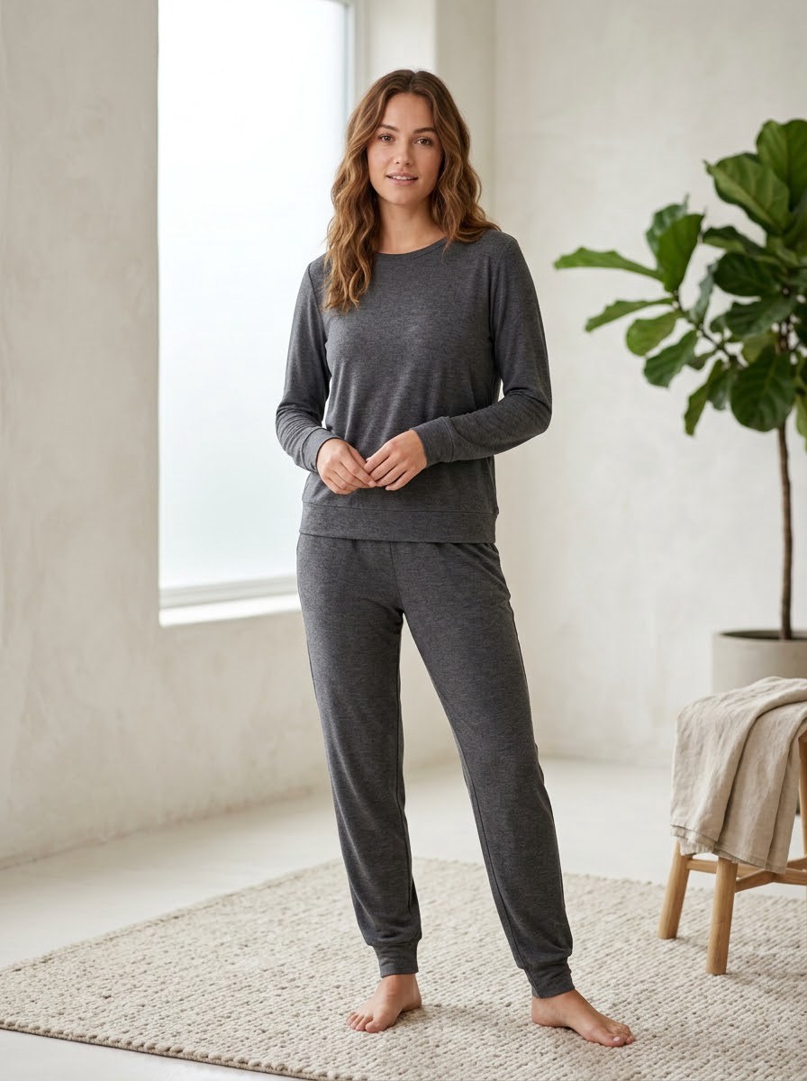 Home Lounge Pajama Set — Charcoal - Image 2
