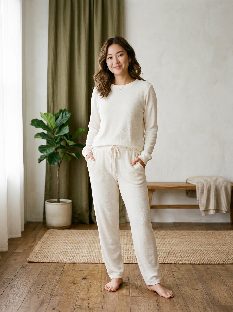 Home Lounge Pajama Set — Ivory - Image 2