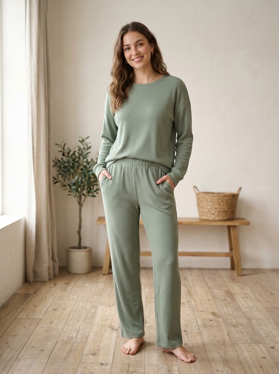 Home Lounge Pajama Set — Sage - Image 2