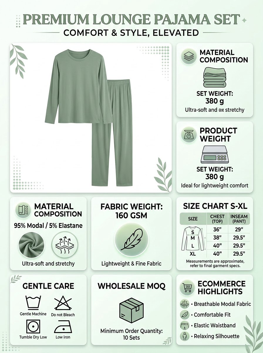 Home Lounge Pajama Set — Sage - Image 4