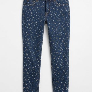 Printed Low-Rise Jeans — Indigo Ditsy