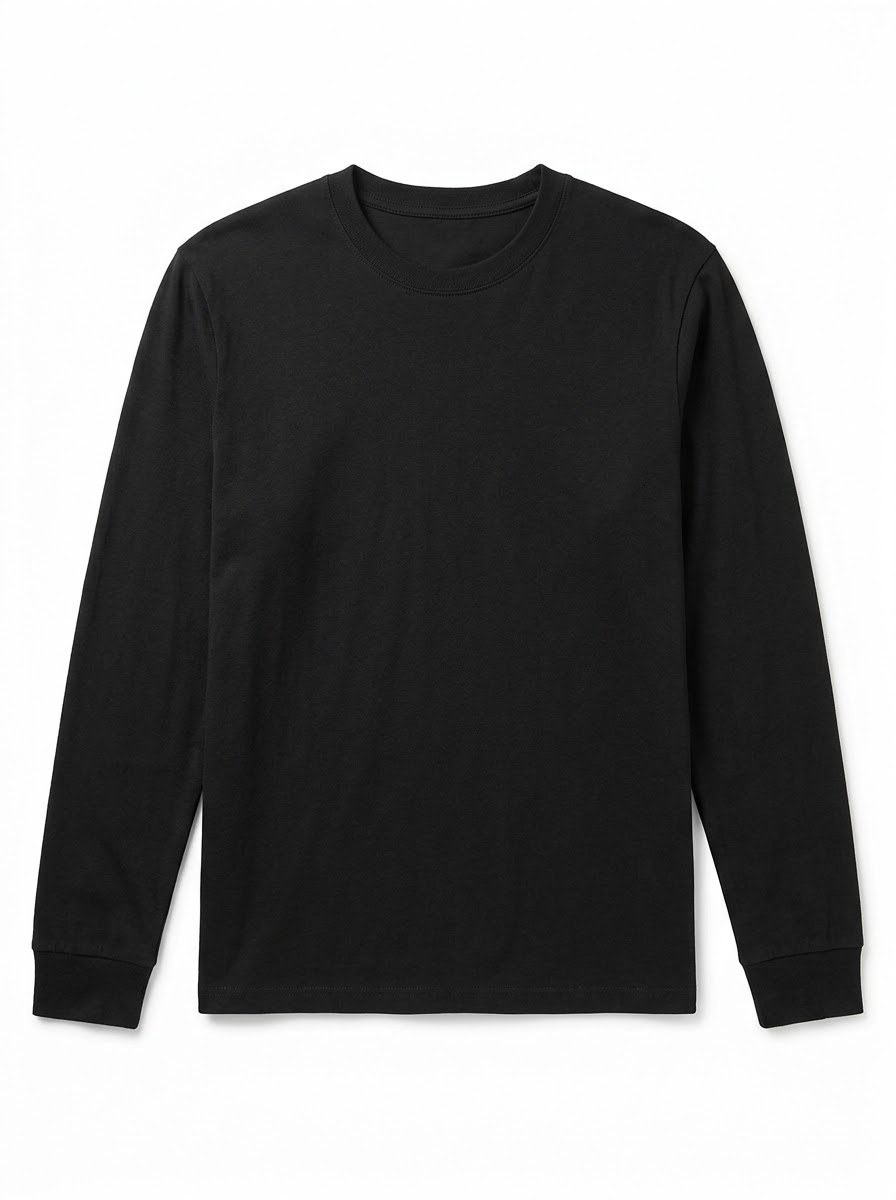 Solid Casual Long Sleeve — Black