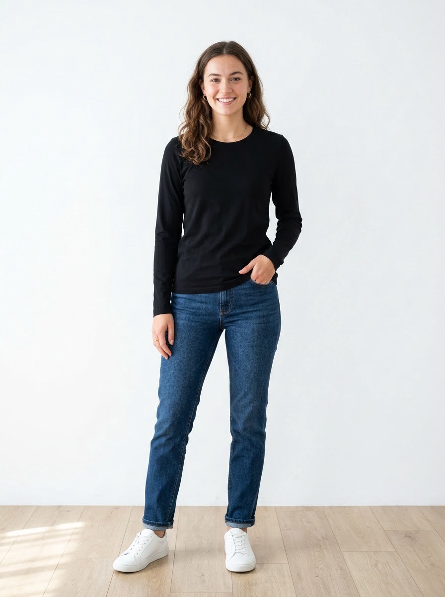 Solid Casual Long Sleeve — Black - Image 2