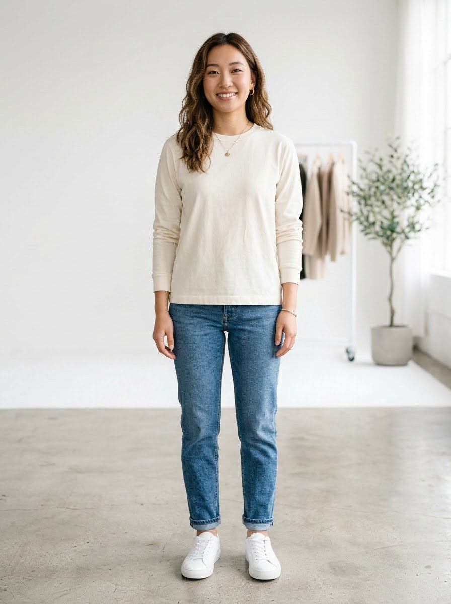 Solid Casual Long Sleeve — Ivory - Image 2