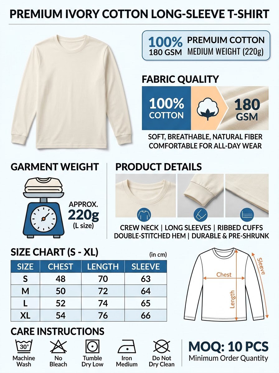 Solid Casual Long Sleeve — Ivory - Image 4