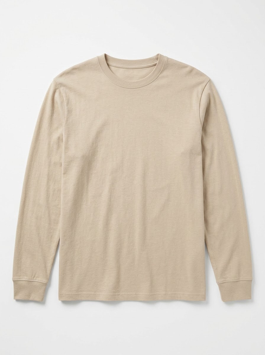 Solid Casual Long Sleeve — Sand