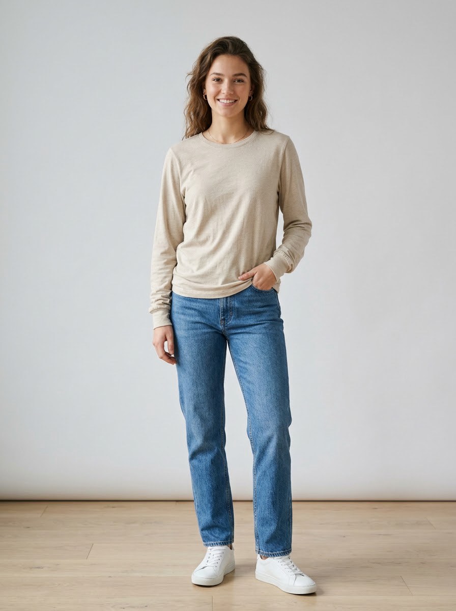 Solid Casual Long Sleeve — Sand - Image 2