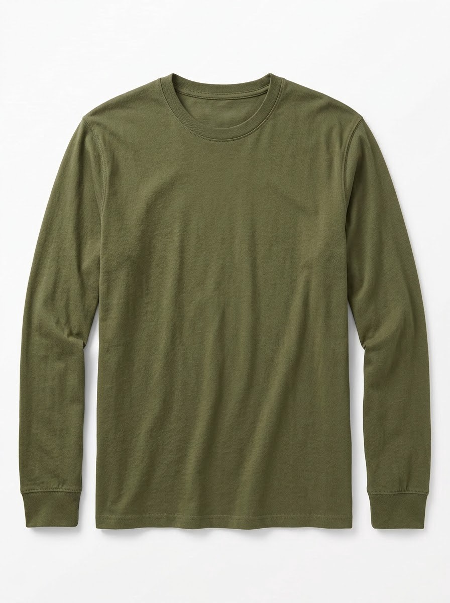 Solid Casual Long Sleeve — Olive