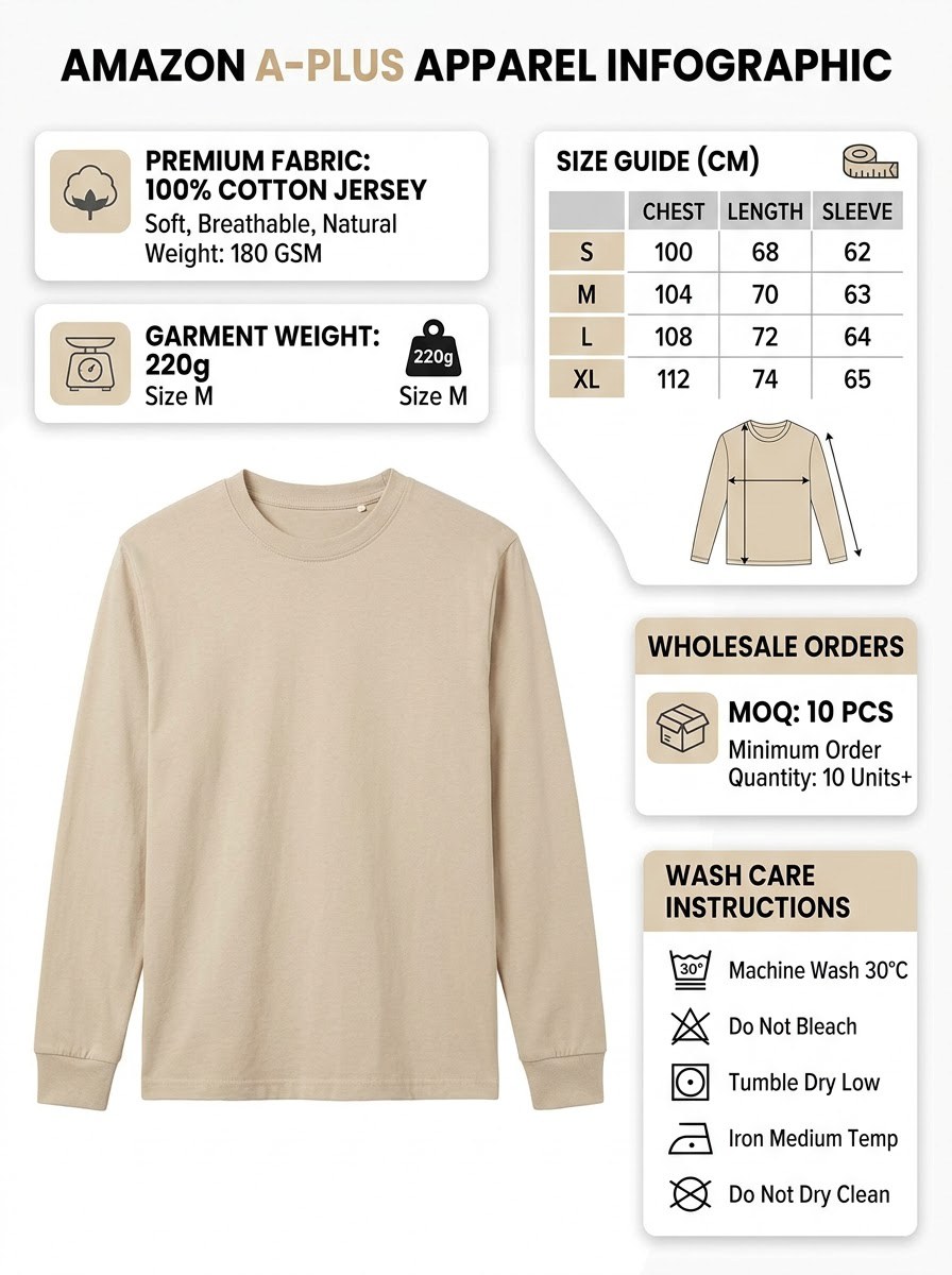 Solid Casual Long Sleeve — Sand - Image 4