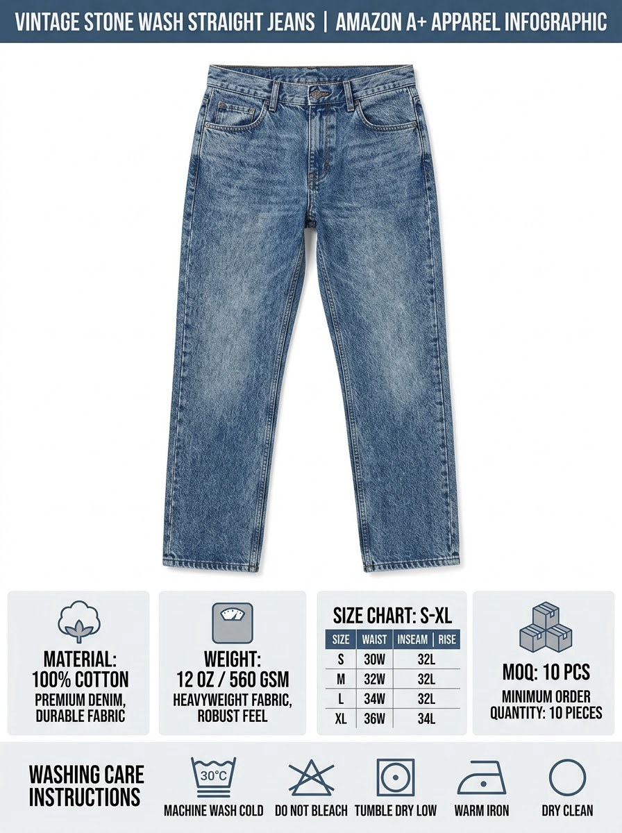 Vintage Wash Jeans — Stone Wash - Image 4